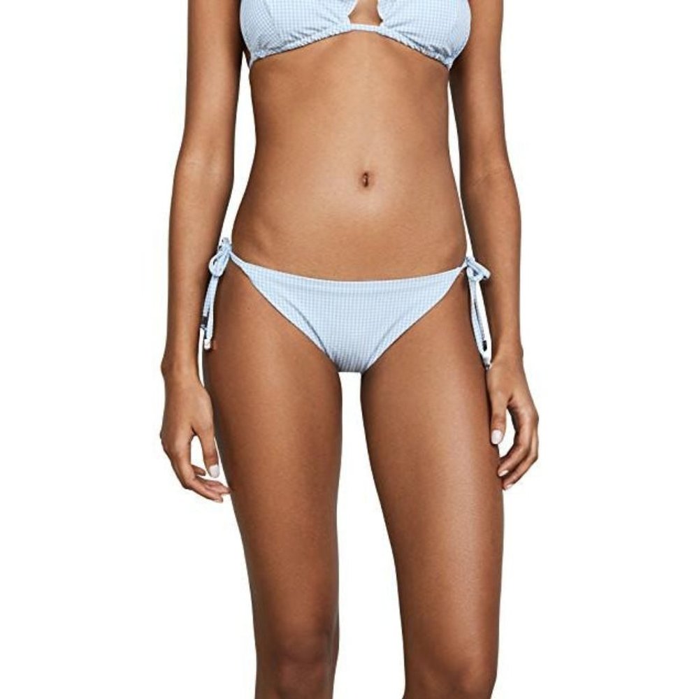 Shoshanna Blue Mini Gingham String Bikini Bottom
